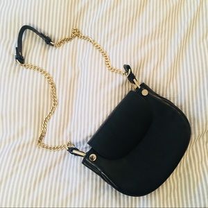 ZARA black faux leather gold chain purse